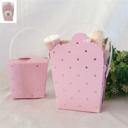 *3PK PINK DOTTY PARTY BOX WITH GOLD FOILED