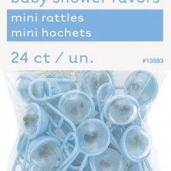 24 MINI BABY RATTLES BLUE